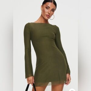 Lukea Long Sleeve Mini Dress Olive - US 2